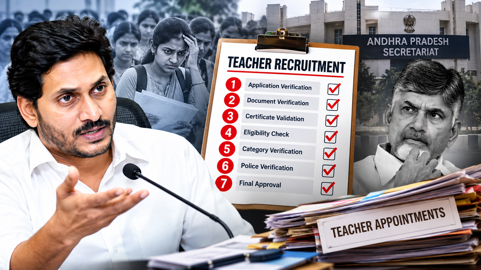 ఏడు దశల వెరిఫికేషన్పై వైఎస్ జగన్ ప్రశ్నలు – ఉపాధ్యాయ నియామక ప్రక్రియ