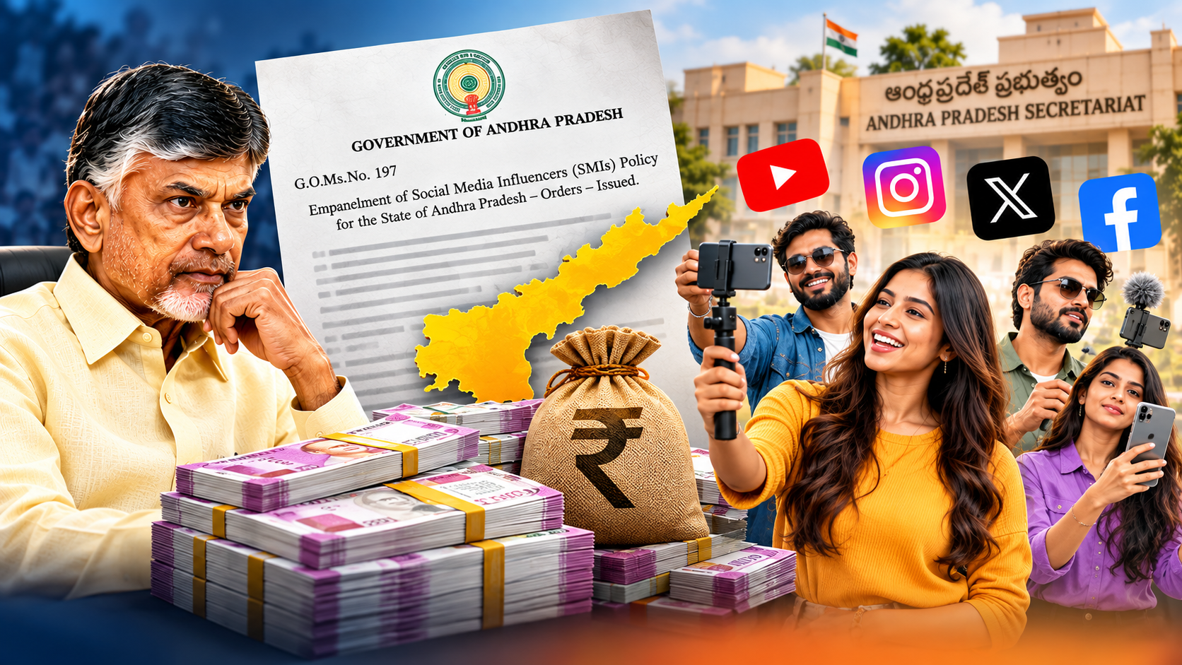 సోషల్ మీడియా ఇన్‌ఫ్లుయెన్సర్ల పాలసీ కింద ఏపీ ప్రభుత్వ GO 197 మరియు సోషల్ మీడియా ప్రచారం