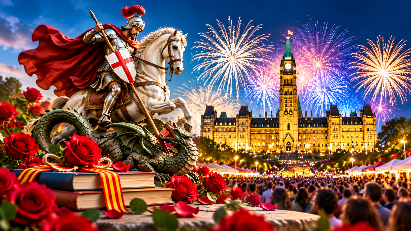 St George’s Day వేడుకల్లో గులాబీలు, పుస్తకాలు మరియు సెయింట్ జార్జ్ ప్రతీక