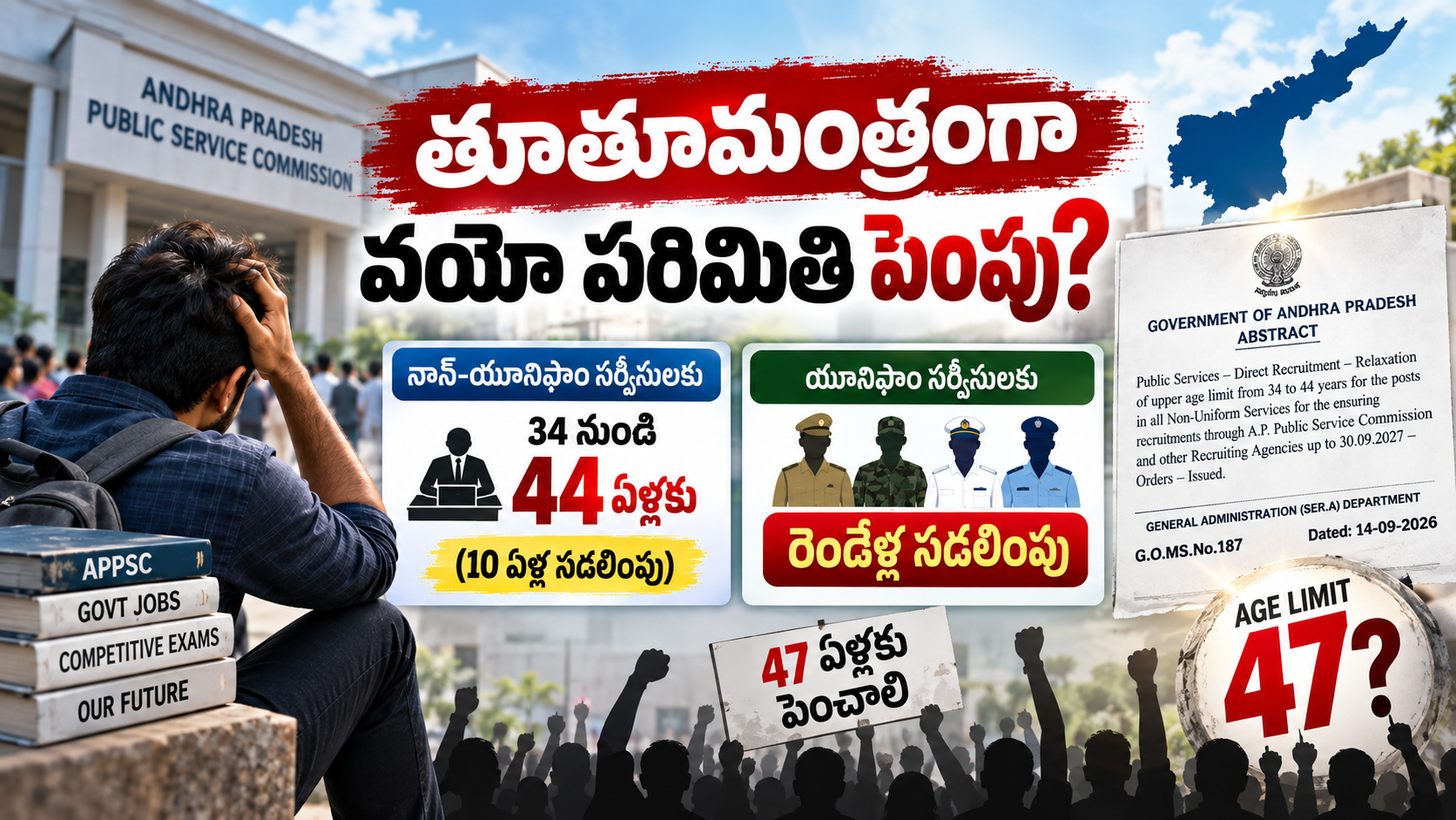 వయోపరిమితి పెంపుపై నిరుద్యోగుల 47 ఏళ్ల డిమాండ్