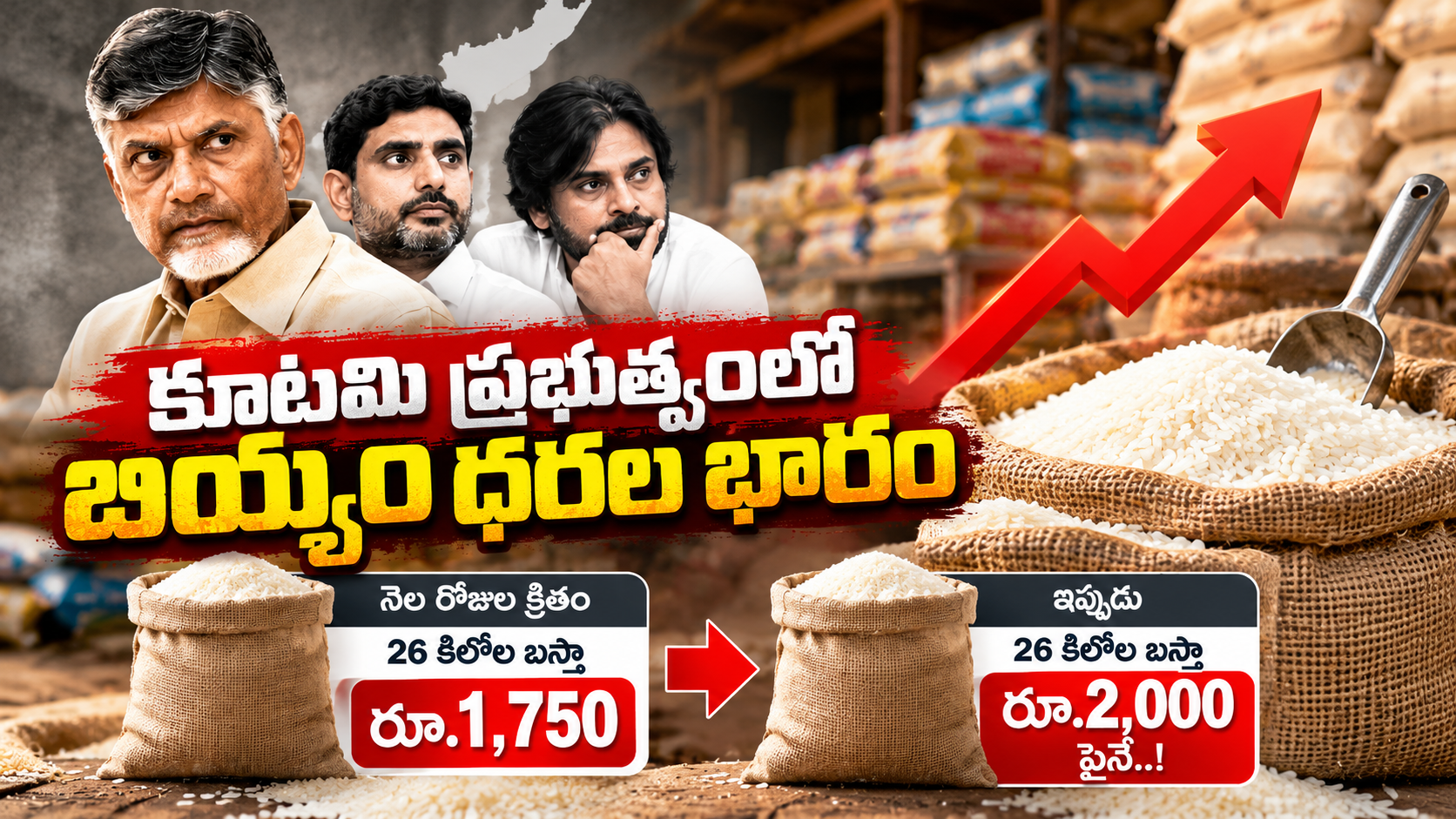 ఏపీలో బియ్యం ధరల పెరుగుదల – 26 కిలోల బియ్యం బస్తా ధర రూ.1,750 నుంచి రూ.2,000 దాటిన పరిస్థితి