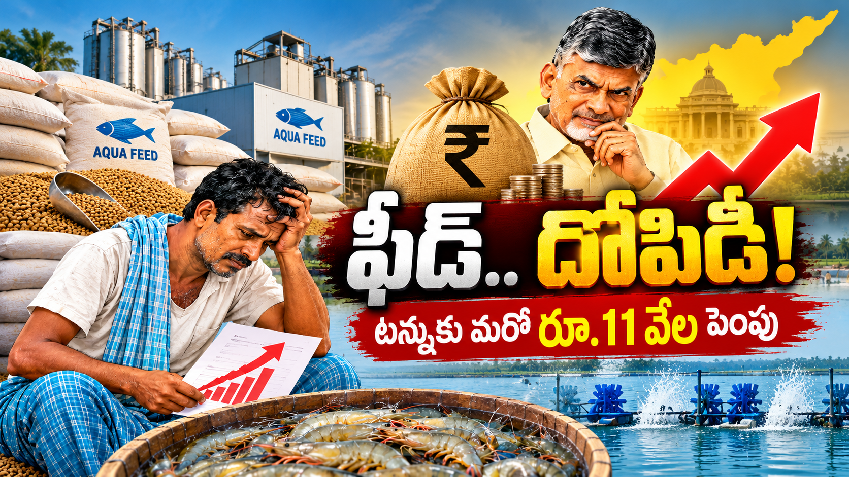 ఆక్వా ఫీడ్ ధరల పెంపుతో ఇబ్బందులు ఎదుర్కొంటున్న ఏపీ ఆక్వా రైతులు Alt Text కాపీ చేయండి
