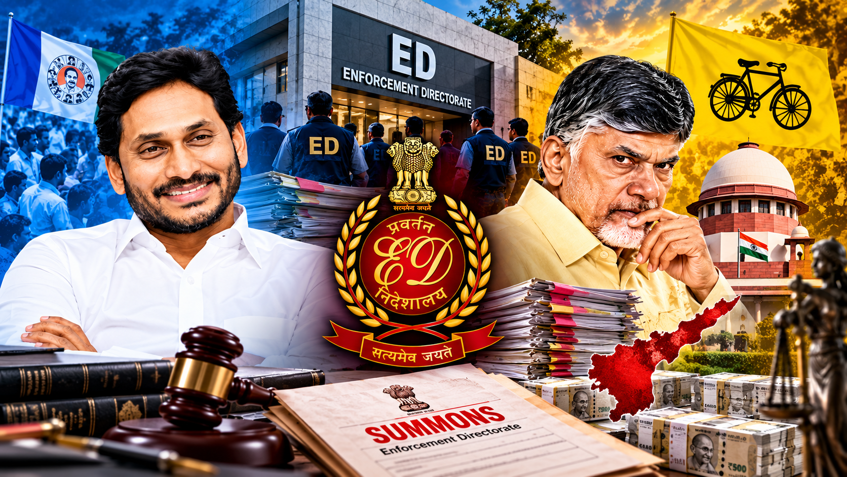 ఈడీ రాజకీయ వివాదం – వైఎస్ జగన్, చంద్రబాబు, ఈడీ దర్యాప్తు మరియు కోర్టు నేపథ్యం