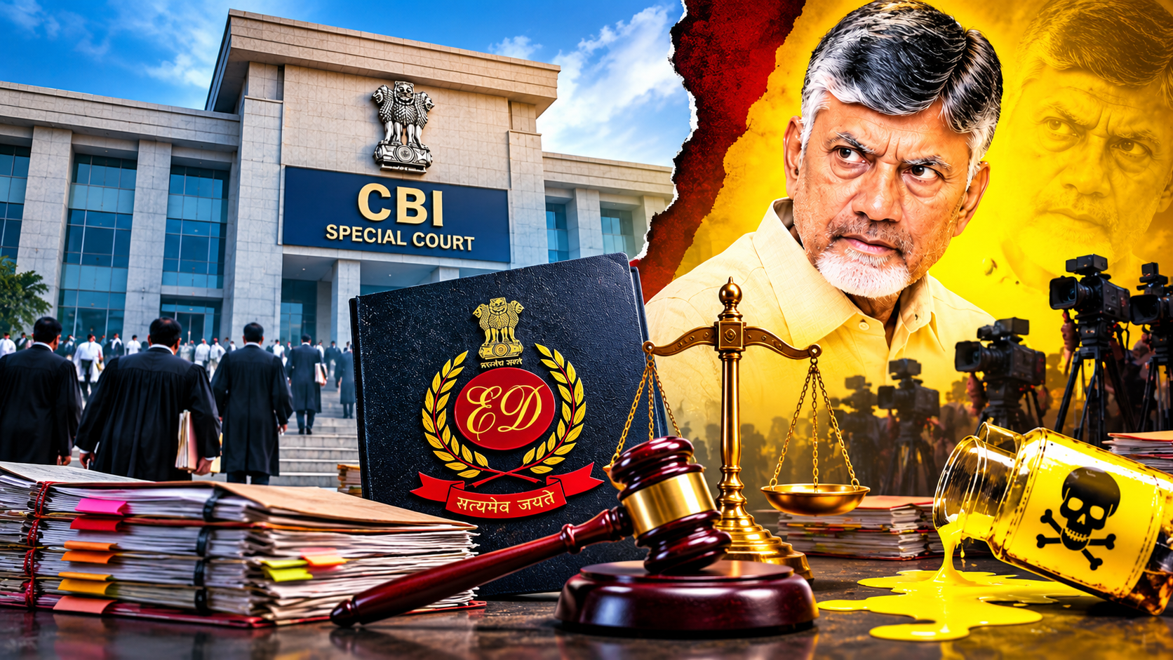 జగన్ కేసుల సత్వర విచారణపై చర్చ, సీబీఐ కోర్టు, ఈడీ పిటిషన్లు, న్యాయస్థాన పరిణామాలను సూచించే చిత్రం