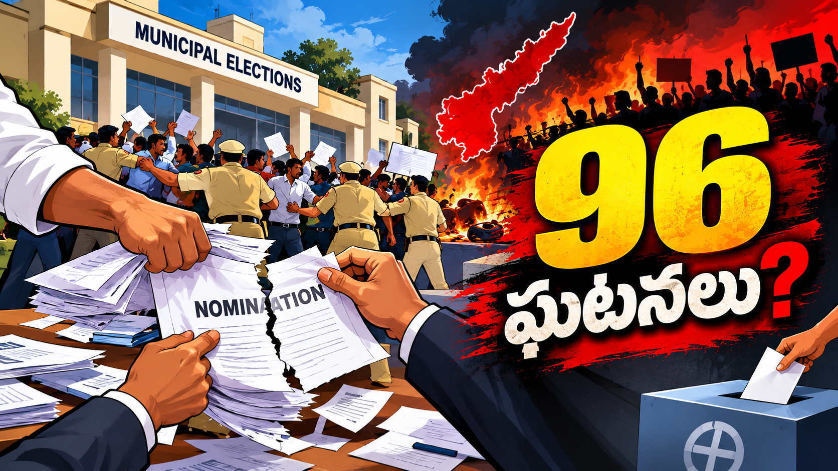 స్థానిక ఎన్నికల ఘటనలు – మూడు రోజుల్లో 96 ఘటనలపై రాజకీయ వివాదం