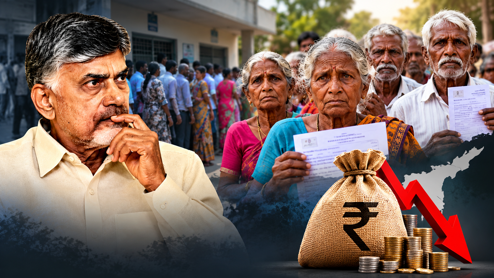 ఆంధ్రప్రదేశ్లో పింఛన్ల తగ్గుదలపై ఆందోళనలో వృద్ధులు