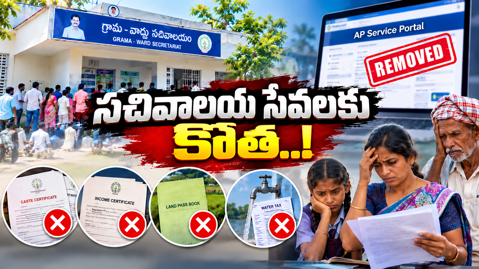 సచివాలయ సేవలకు కోత – నాలుగు కీలక సేవలు తొలగింపు