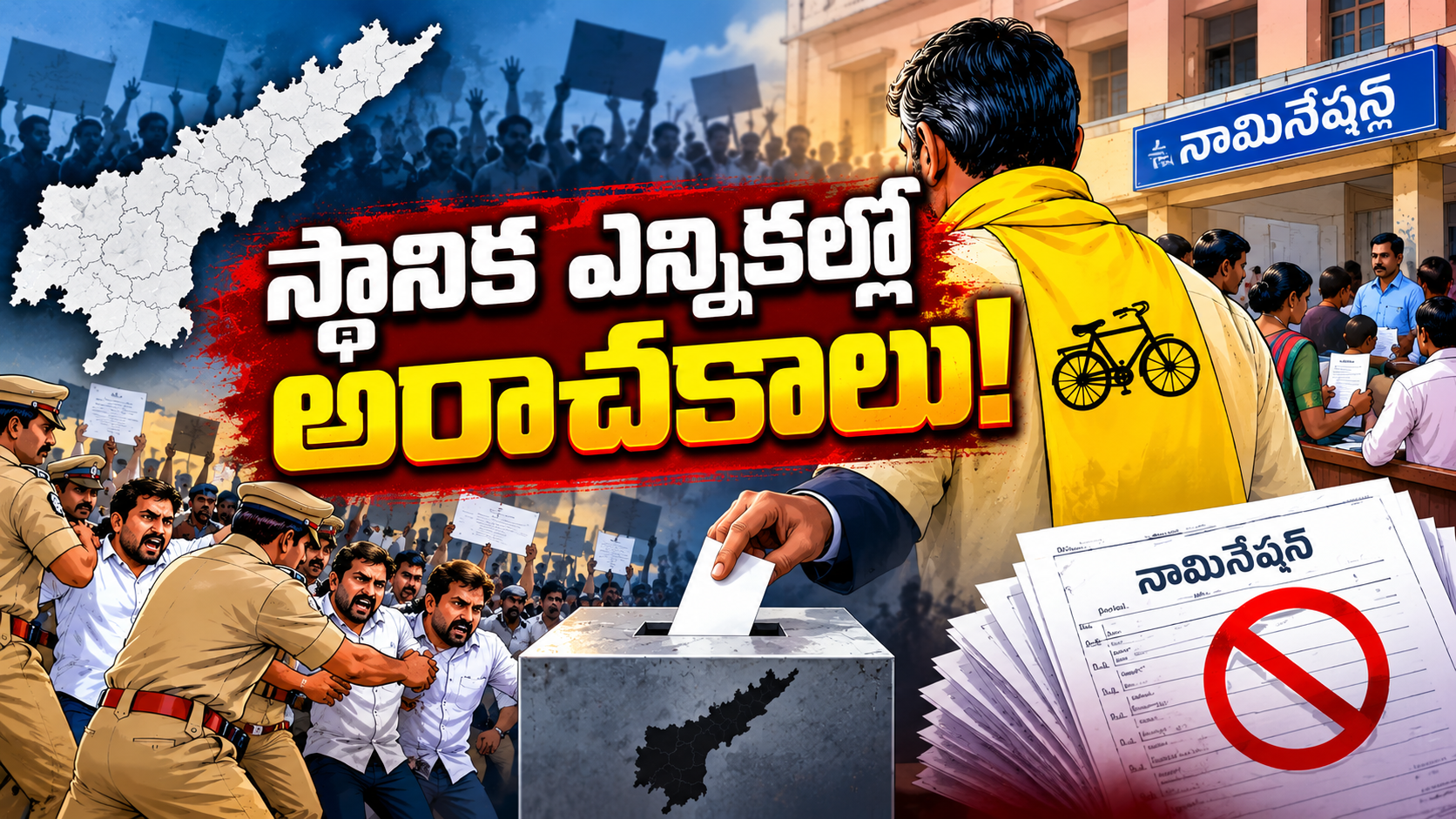 స్థానిక ఎన్నికల్లో అరాచకాలు – జిల్లాలవారీగా దాడులు, నామినేషన్ల అడ్డగింతల ఆరోపణలు