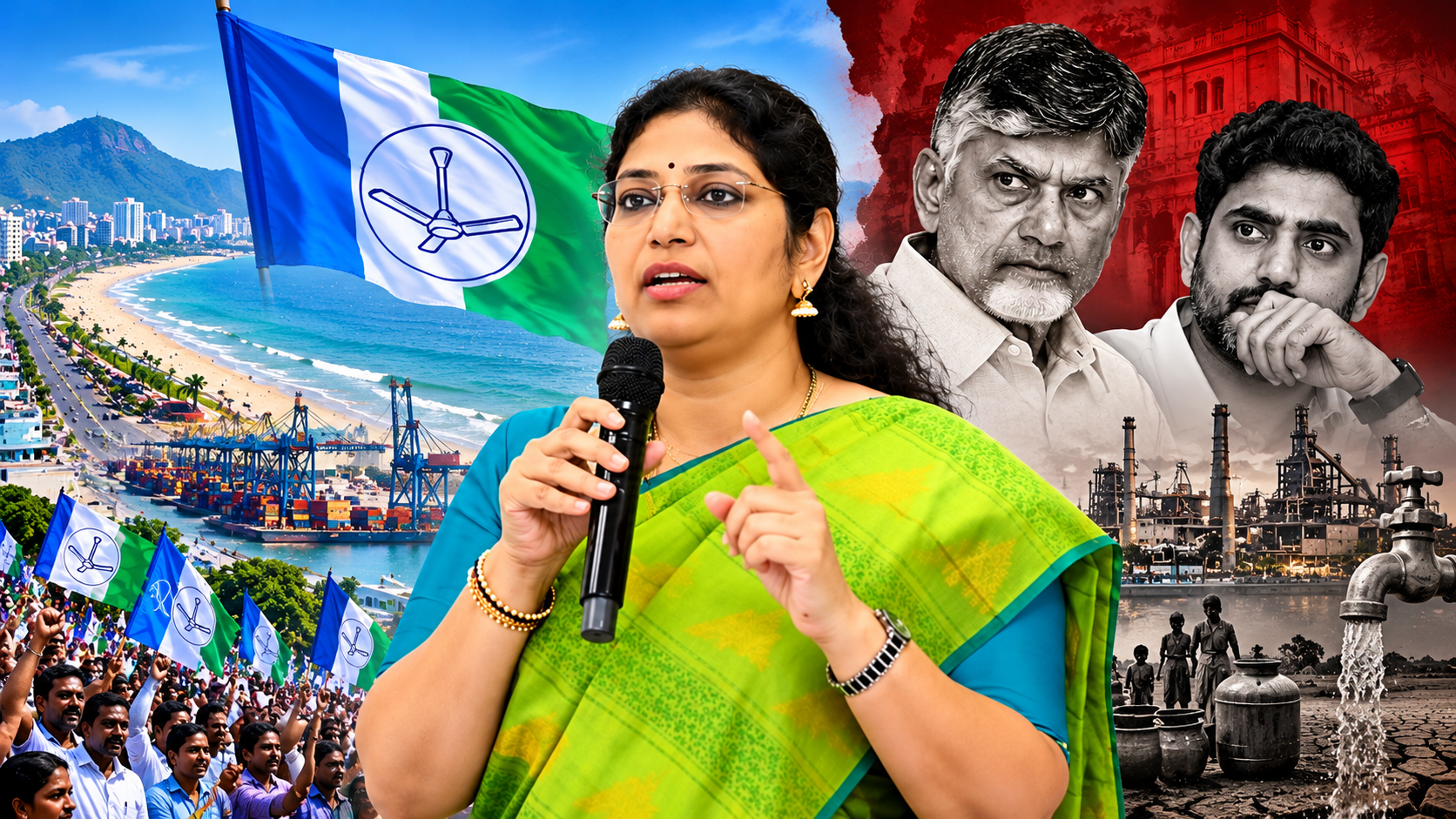 వరుదు కళ్యాణి విశాఖ రాజకీయాలు మరియు ఉత్తరాంధ్ర అభివృద్ధిపై ప్రసంగిస్తున్న చిత్రం